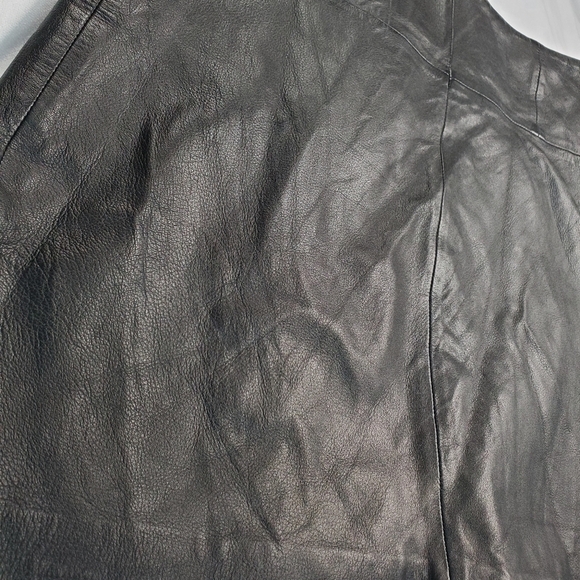 Bod & Christensen Genuine Leather Asymmetrical Zip Mini Black Skirt - Picture 15 of 15